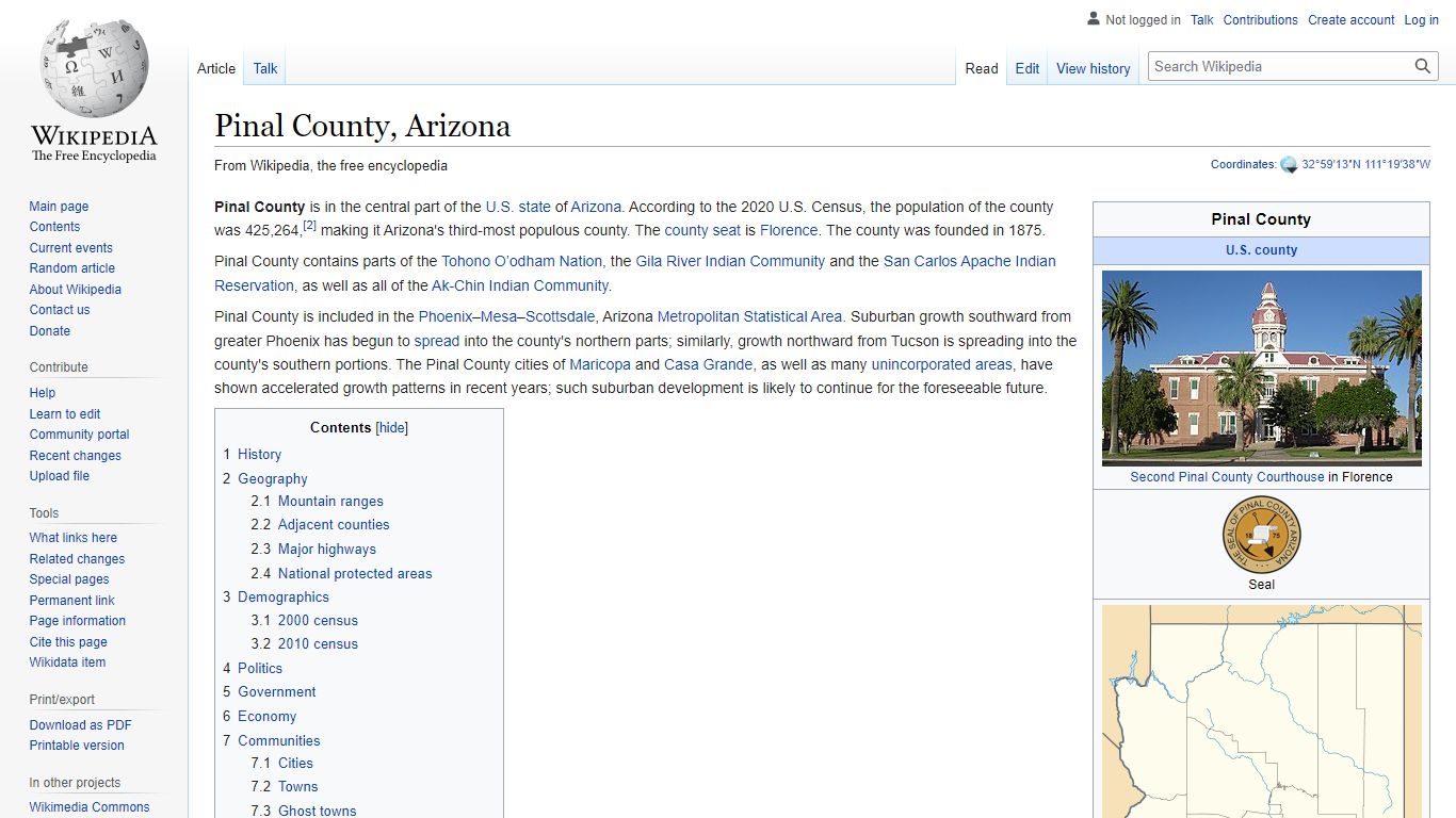 Pinal County, Arizona - Wikipedia